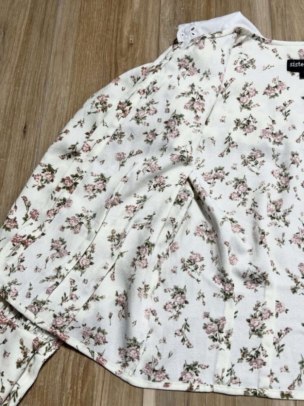 Sister Jane Button Floral Print Peter Pan Collar Blouse Top - Women Size Small - Picture 11 of 16